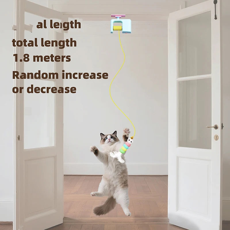 Booteely Interactive Hanging Cat Toy With Retractable String Feathers