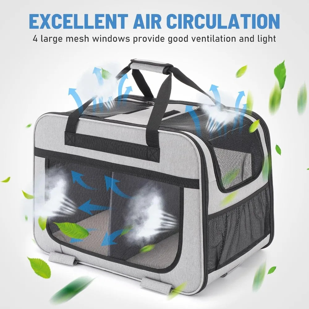 TIFICY Double Pet Carrier With Wheels For Cats And Dogs