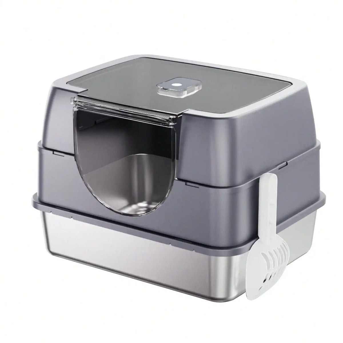 Stainless Steel Enclosed Cat Litter Box With Lid Odor Control