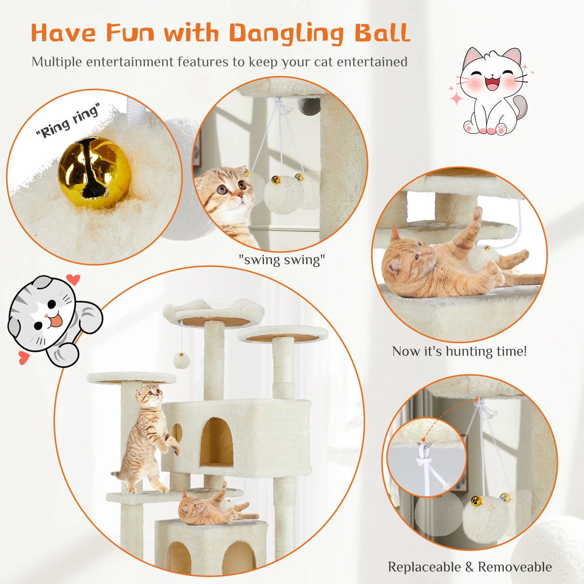 JHK Multi Level Cat Tree Tower With Scratching Post And Platforms