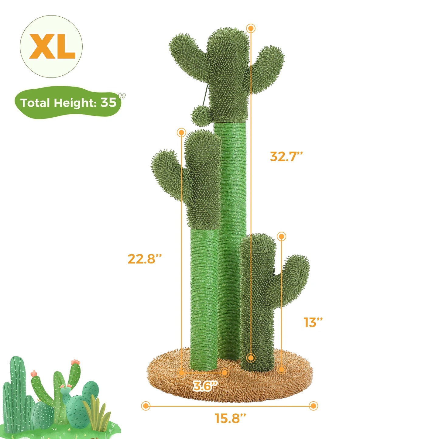 PEQULTICN Cactus Cat Tree With Condo Hammock Scratching Post Indoor