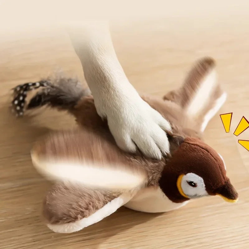 Bird Shaped Cat Toy Rechargeable Chirping Flapping Squeak Plush