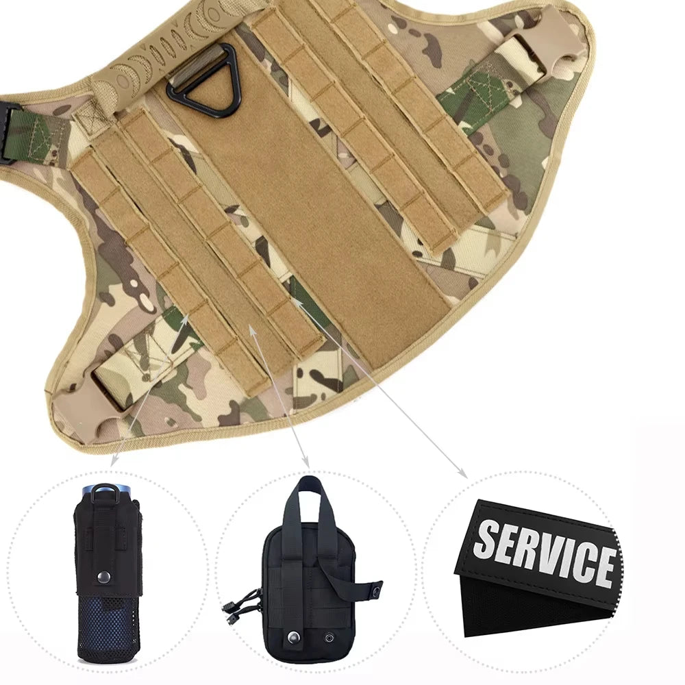 Tactical Military Dog Harness Vest With Leash And Training Patches