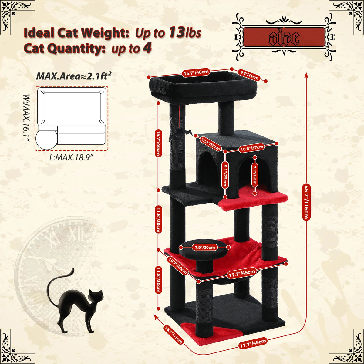 PAWZ Road Gothic Cat Tree With Hammock Scratching Condo