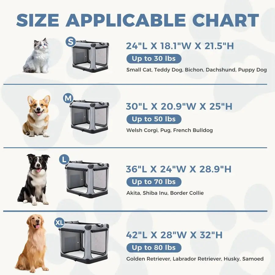 Portable Foldable Dog Crate Travel Carrier With Storage Bag