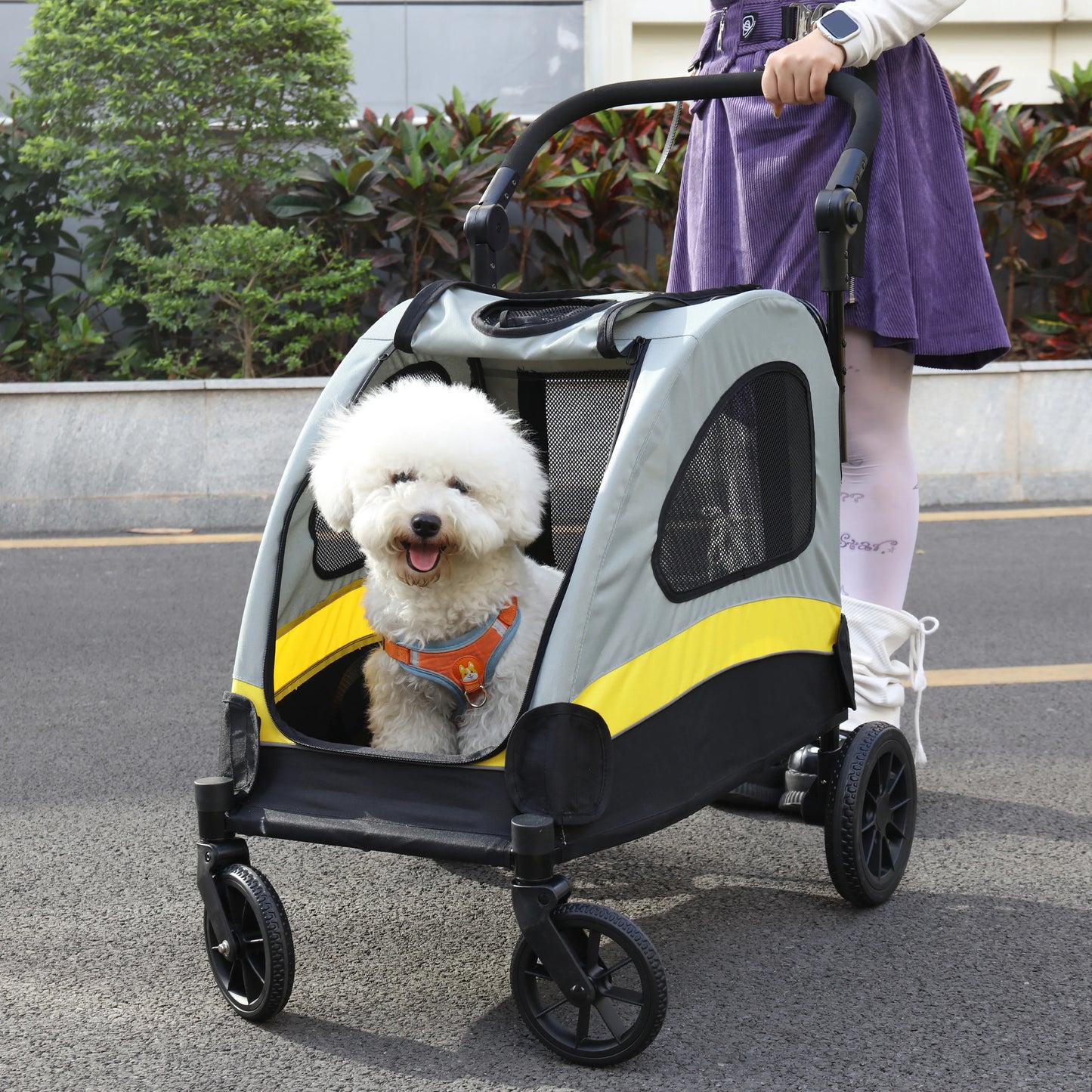 Portable Dog Stroller Jogger Wagon Foldable Cart With 4 Wheels