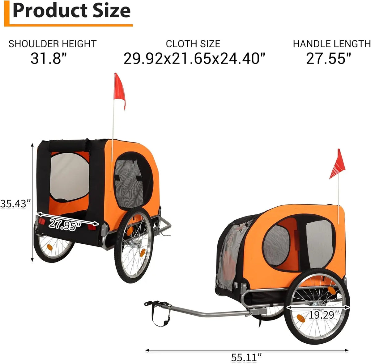 TWISTER CK Foldable Dog Bike Trailer Pet Bicycle Carrier