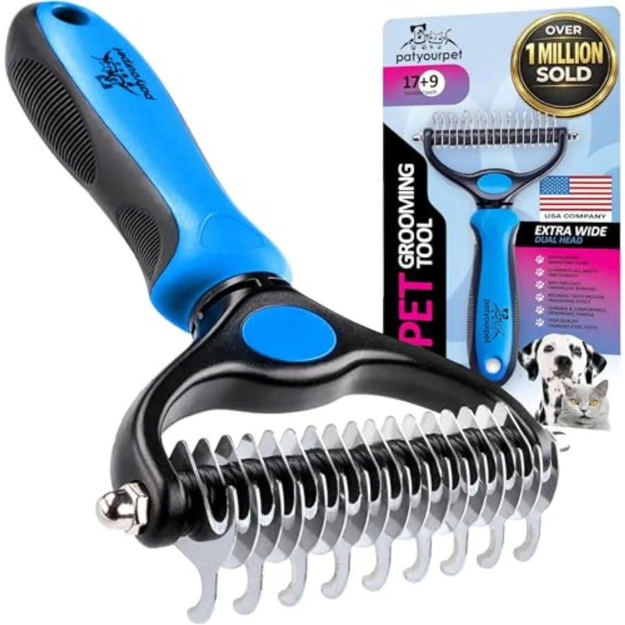 Deshedding Double-Sided Grooming Brush For Cats And Dogs