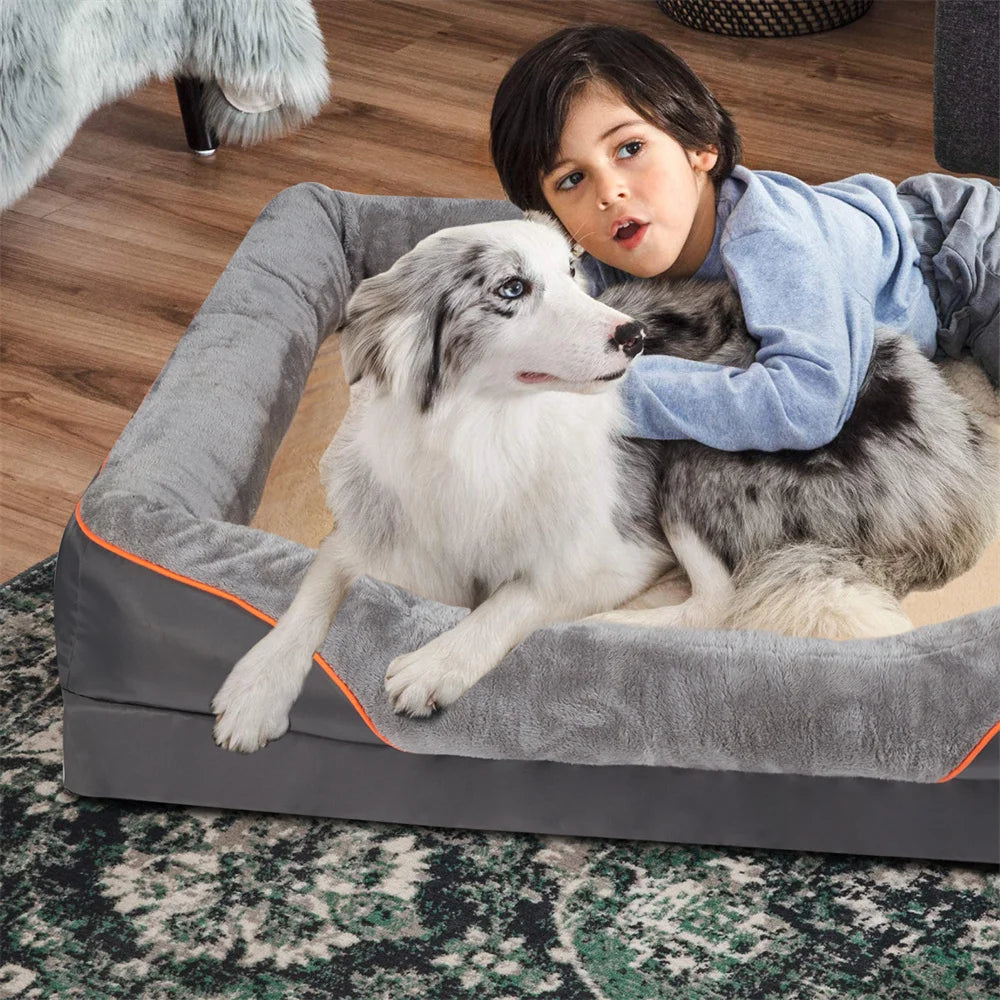 BORWART Orthopedic Memory Foam Dog Bed Sofa Cushion With Removable Cover