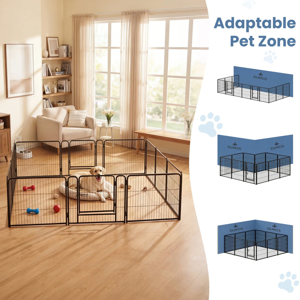 JHK Metal Dog Playpen Foldable Pet Fence Indoor Outdoor Use