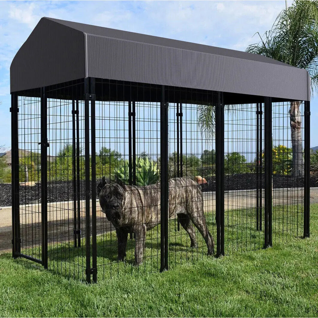 Outdoor Iron Dog Cage Run Enclosure Playpen With Roof
