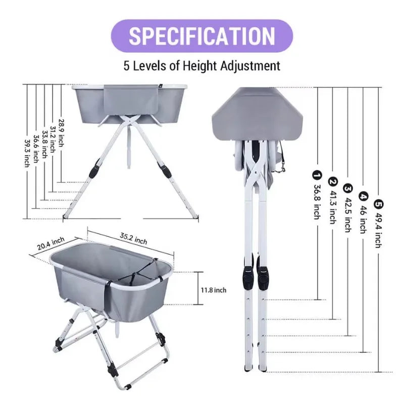 Dog Litter Elevated Foldable Dog Bath Tubs Adjustable Bathing Station