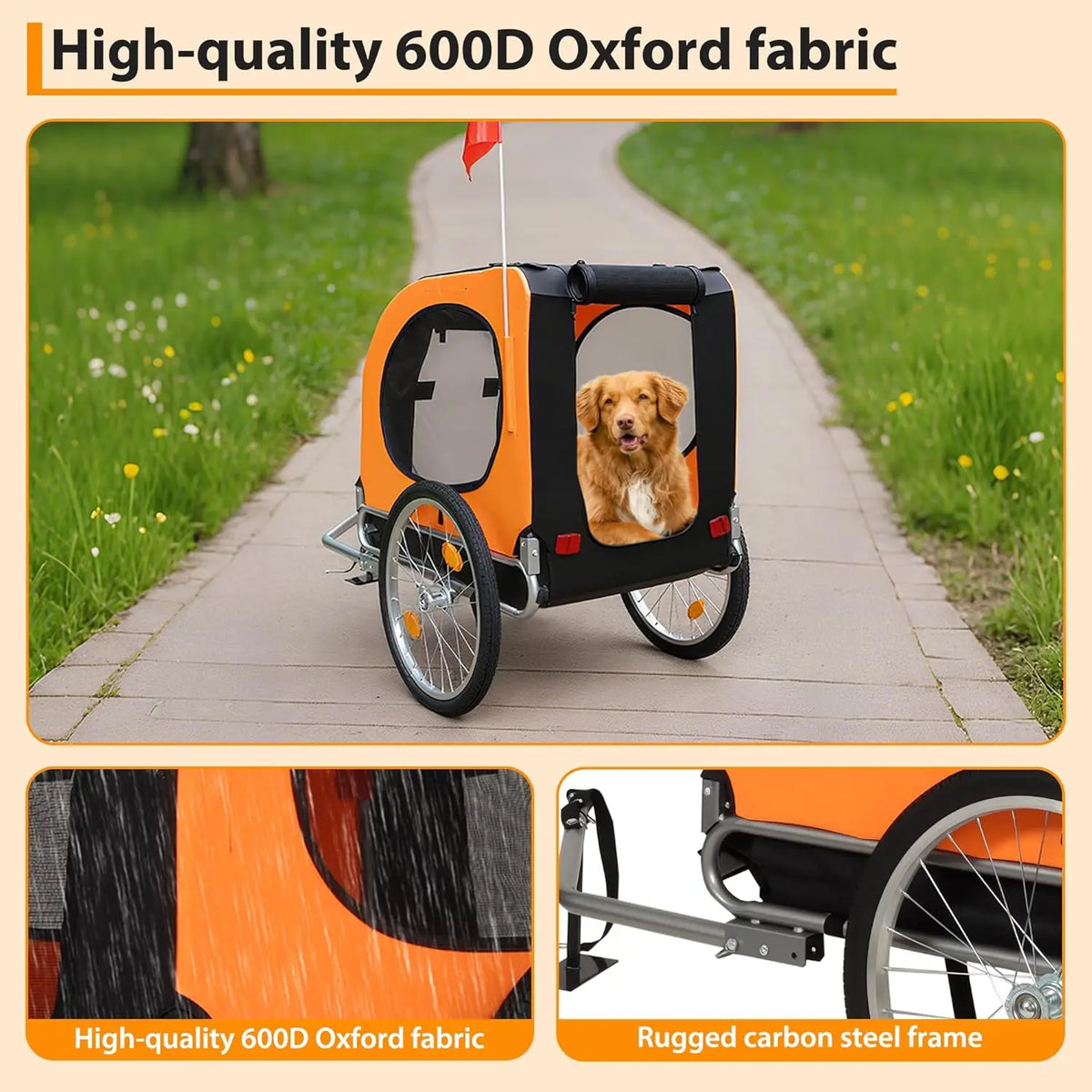 TWISTER CK Foldable Dog Bike Trailer Pet Bicycle Carrier