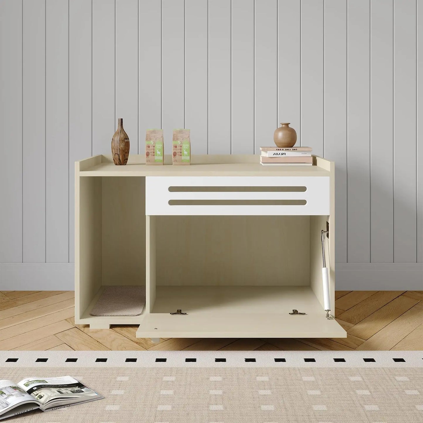 Studyset Cat Litter Box Furniture With Flip Down Door