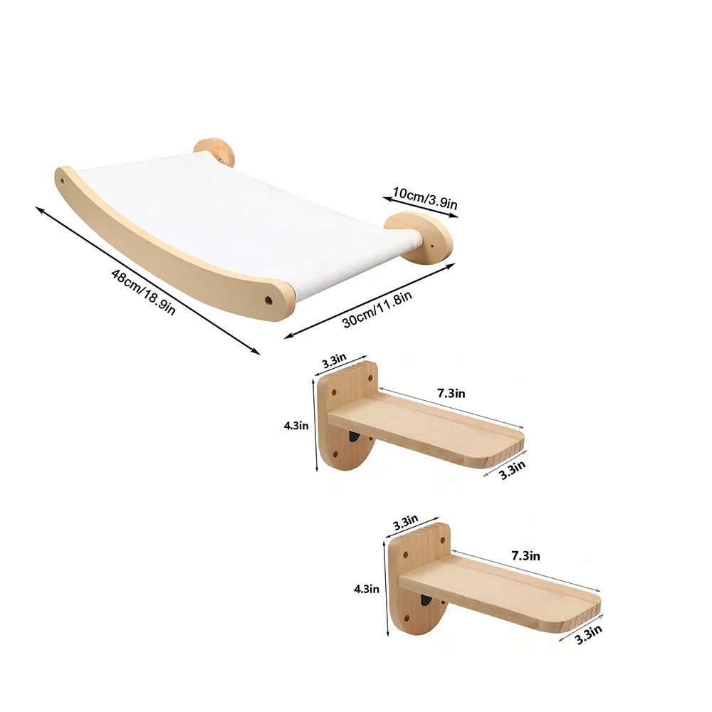 CWV Wall Mounted Cat Hammock Stairway And Sisal Scratching Shelf