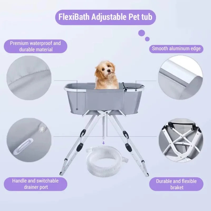 Dog Litter Elevated Foldable Dog Bath Tubs Adjustable Bathing Station