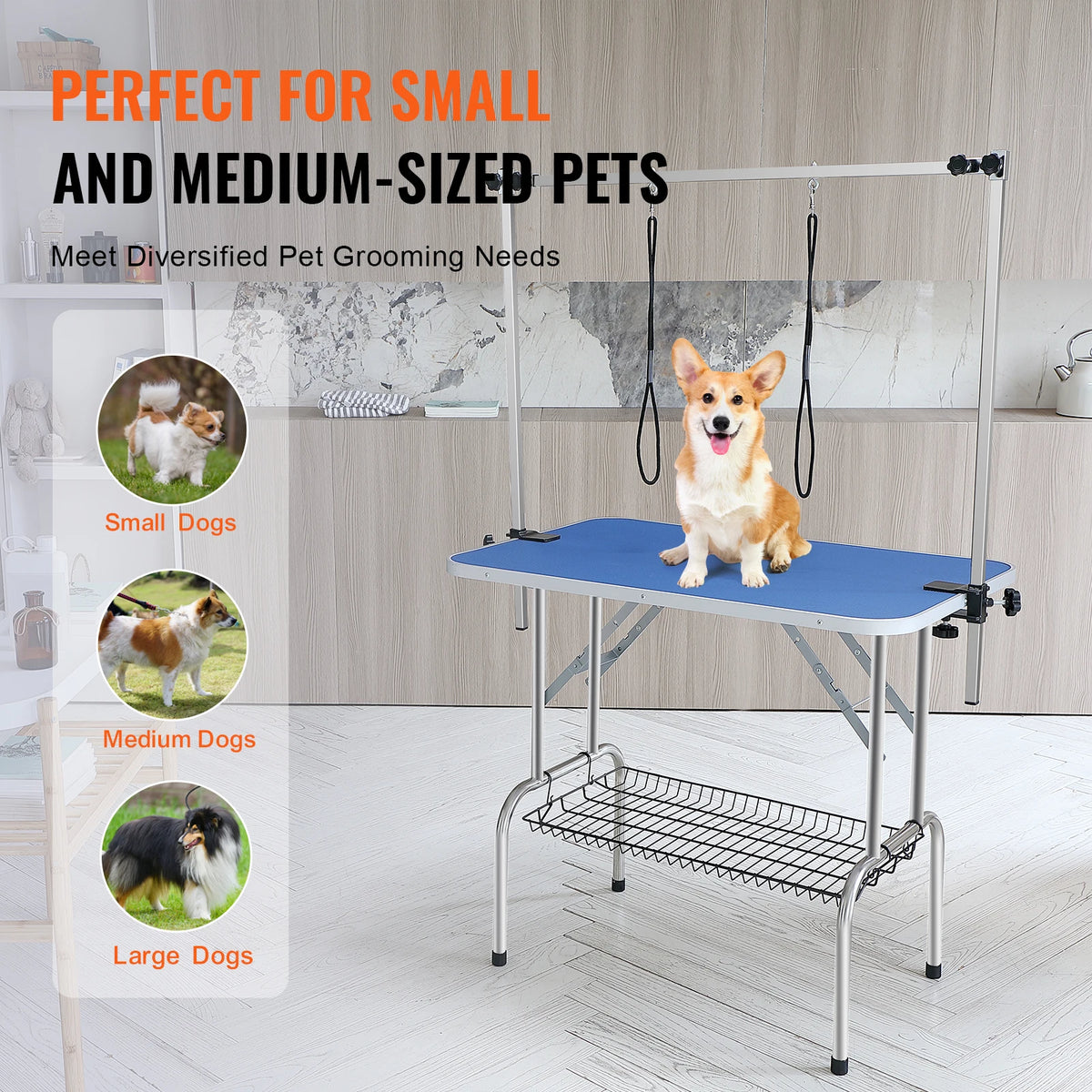 SucceBuy Foldable Dog Grooming Table With Adjustable Arms