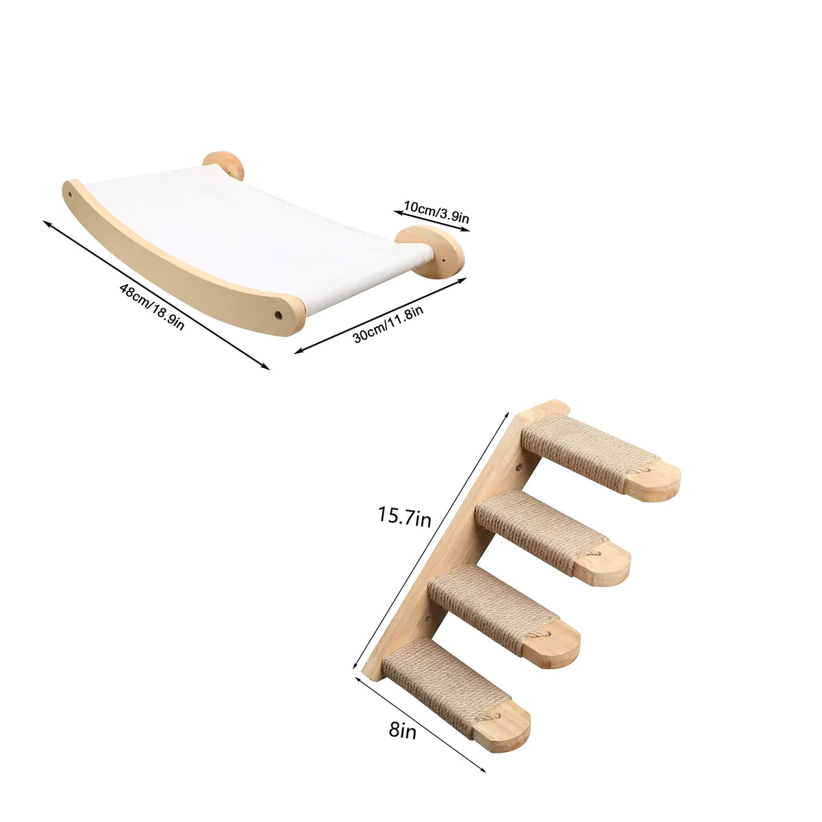 CWV Wall Mounted Cat Hammock Stairway And Sisal Scratching Shelf