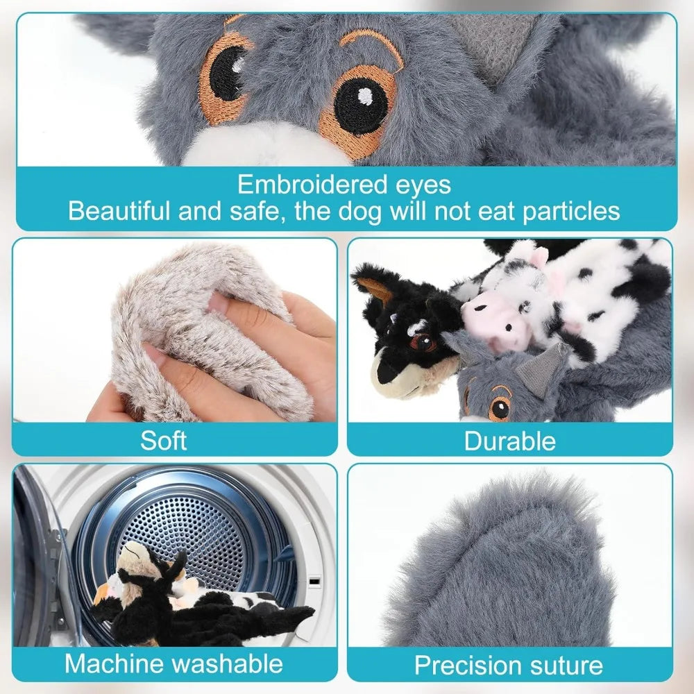 Sratte 10 Pack Soft Squeaky Dog Toys No Stuffing Durable