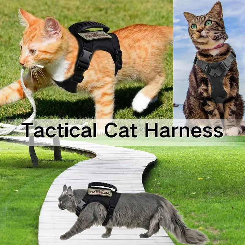 Decoration Ribbons Tactical Cat Dog Harness Leash Soft Mesh Vest