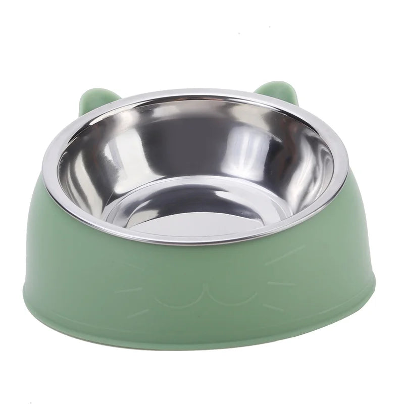 Inclined Cat And Dog Feeding Bowls Kitten Puppy Stainless Steel