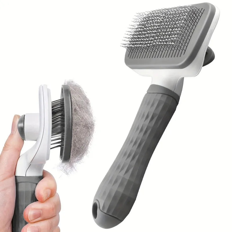 Self Cleaning Dog And Cat Grooming Brush With Ergonomic Handle