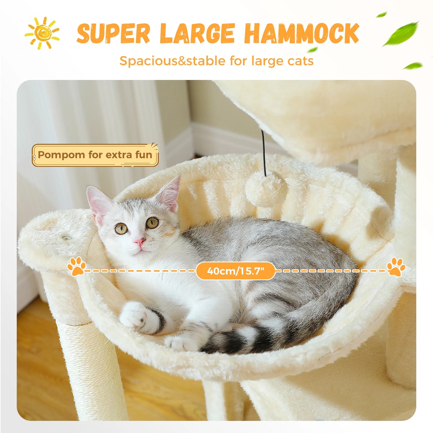 PEQULTICN Large Cat Tree For Indoor Cats Multi Level Tower