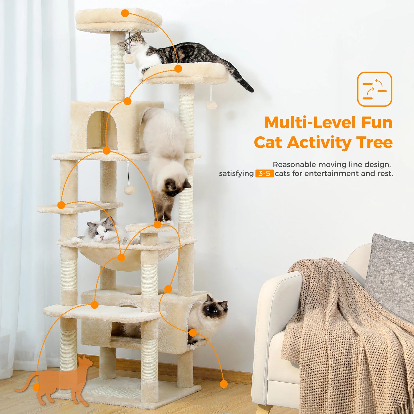PAWZ Road Cat Tree Indoor Tower With Durable Sisal Posts