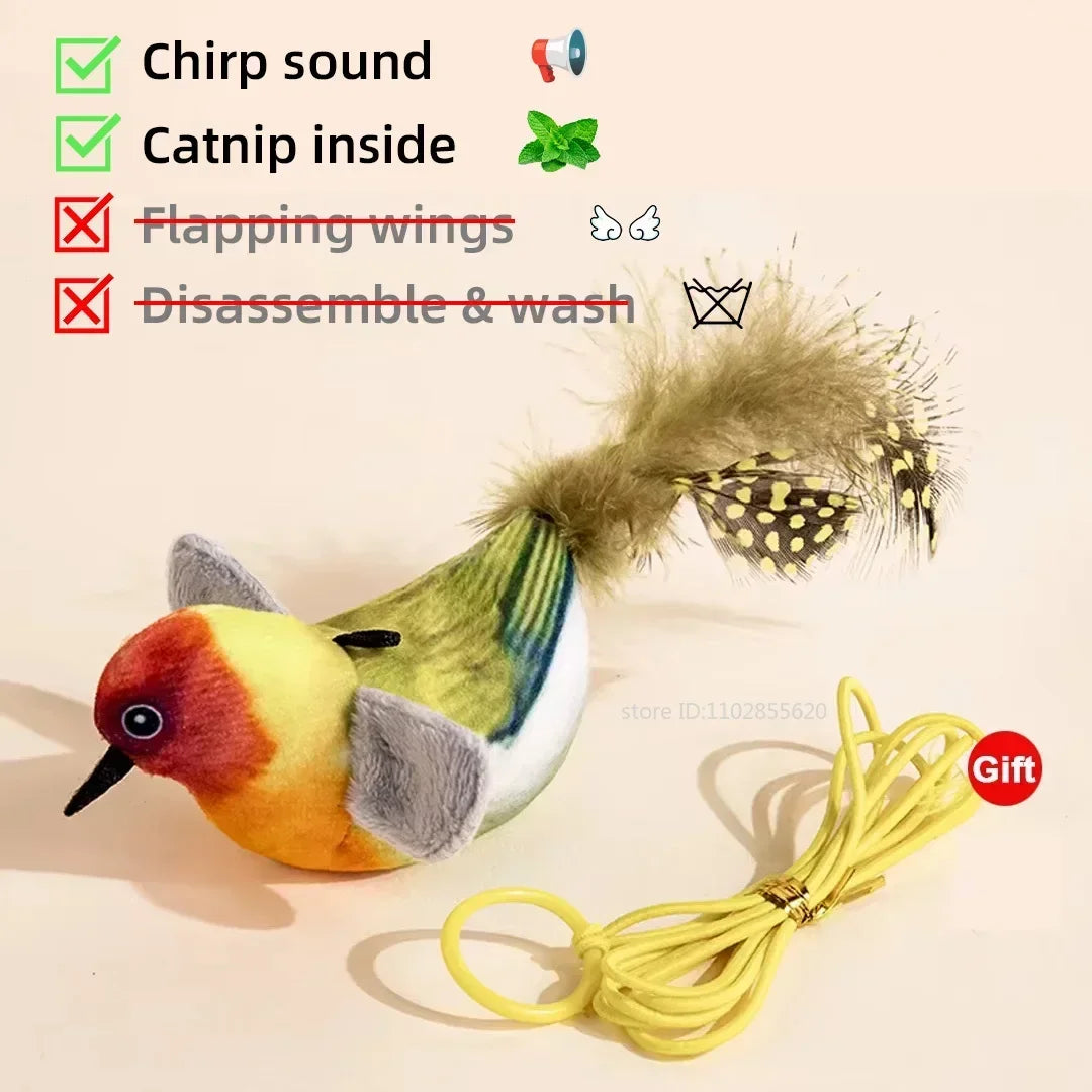 Bird Shaped Cat Toy Rechargeable Chirping Flapping Squeak Plush