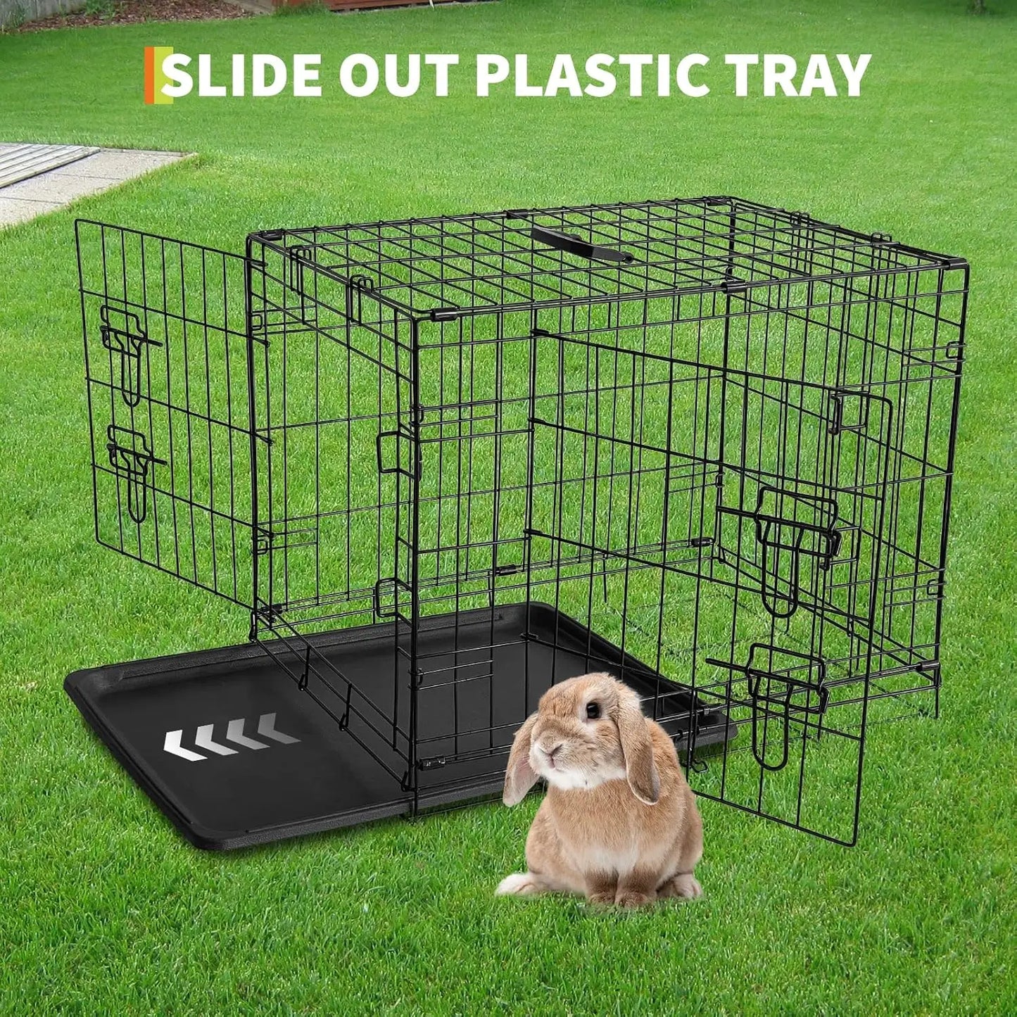 HiMISSCN Rabbit Cage Portable Folding Slide Out Tray