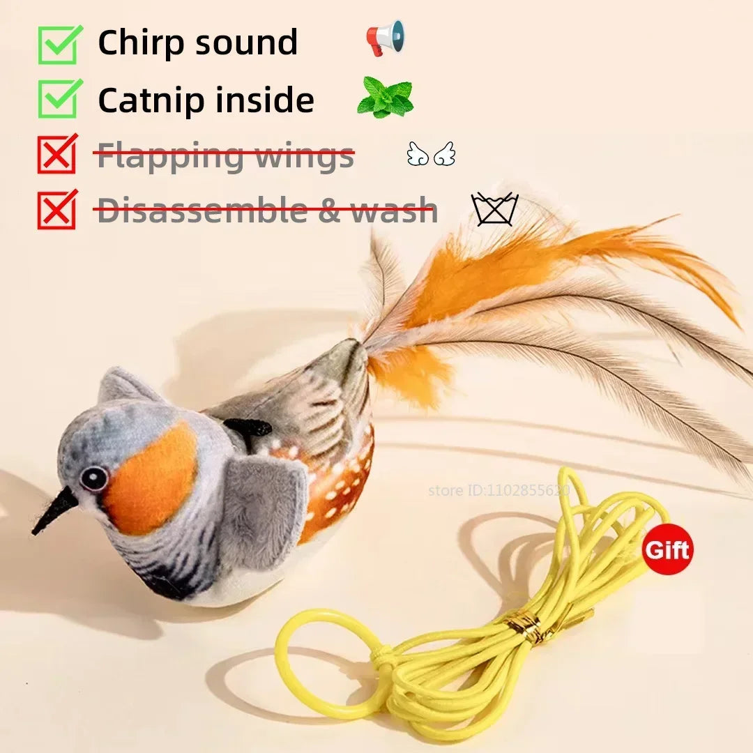 Bird Shaped Cat Toy Rechargeable Chirping Flapping Squeak Plush