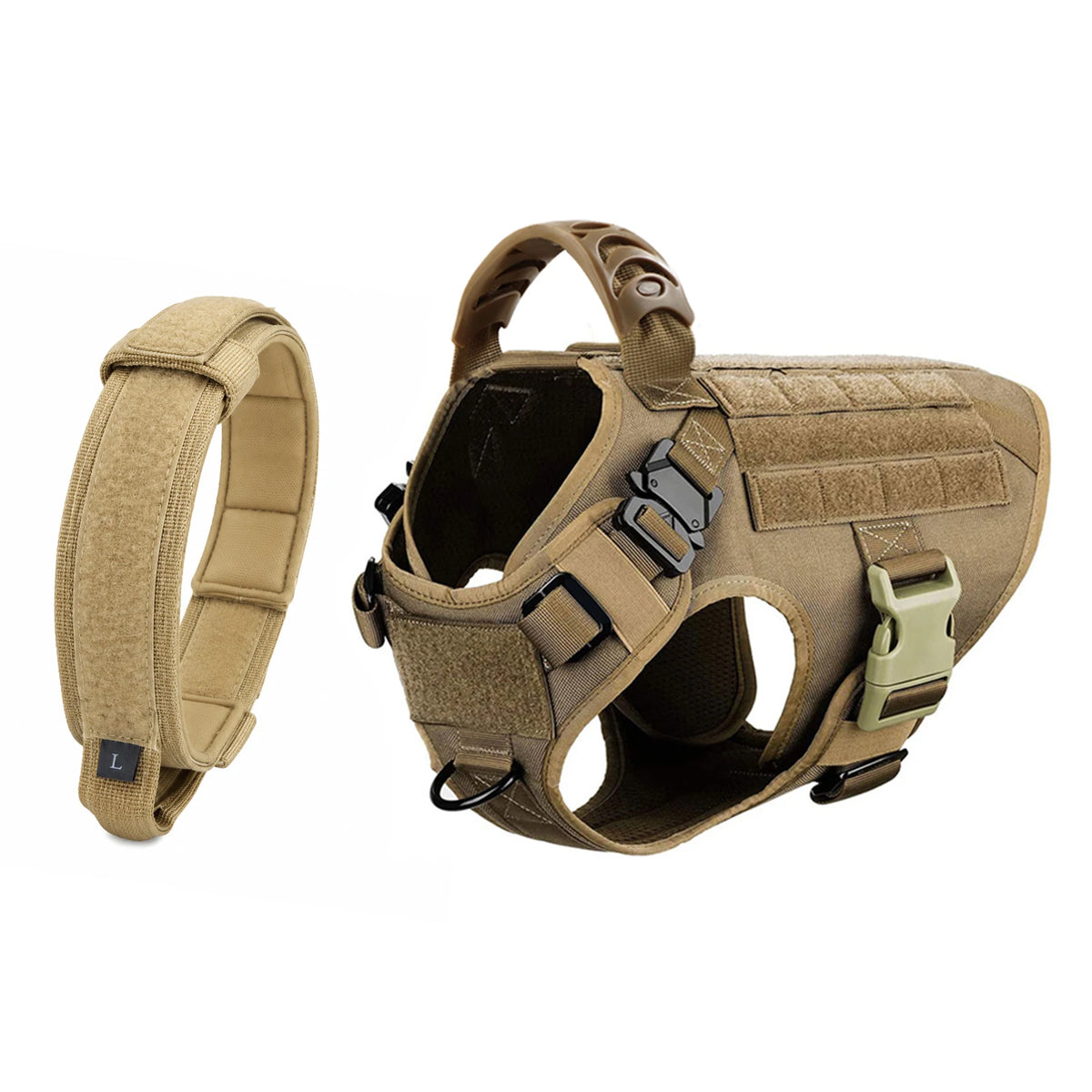 PETRAVEL Adjustable Tactical Dog Harness And Collar Set