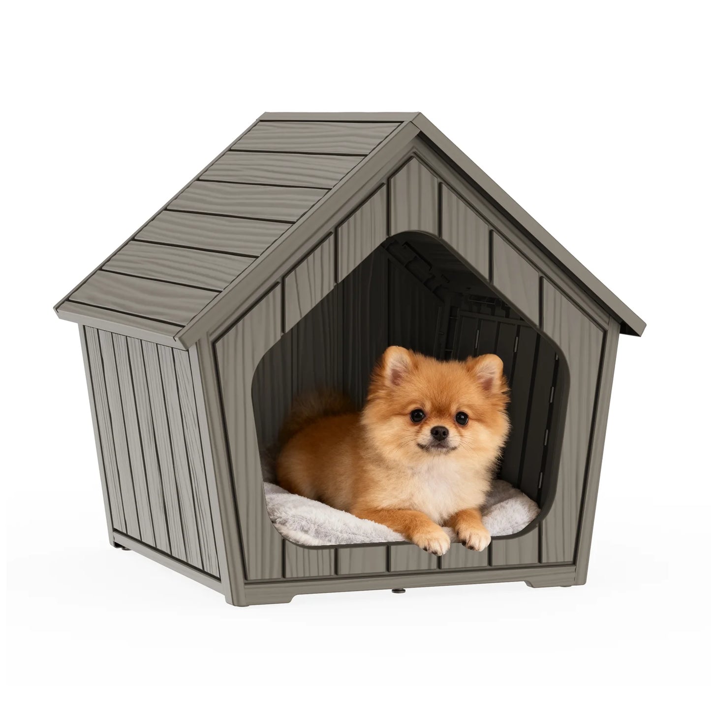 Plastic Gable Roof Pet House Outdoor Dog Shelter Ventilated Cabin
