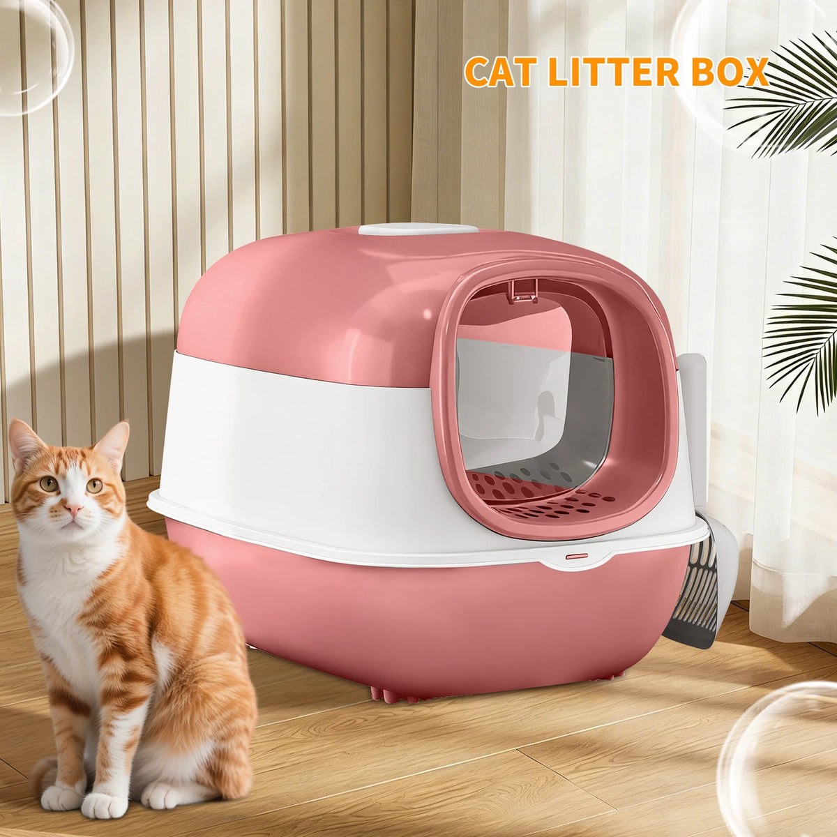 Switchable Open Semi Enclosed Cat Litter Box For Multi Cats