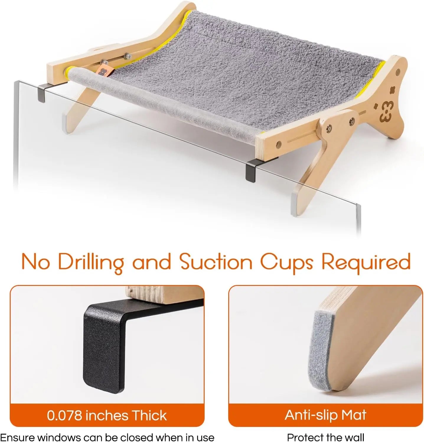 MEWOOFUN 2 In 1 Cat Windowpane Perch Bed Indoor Cats