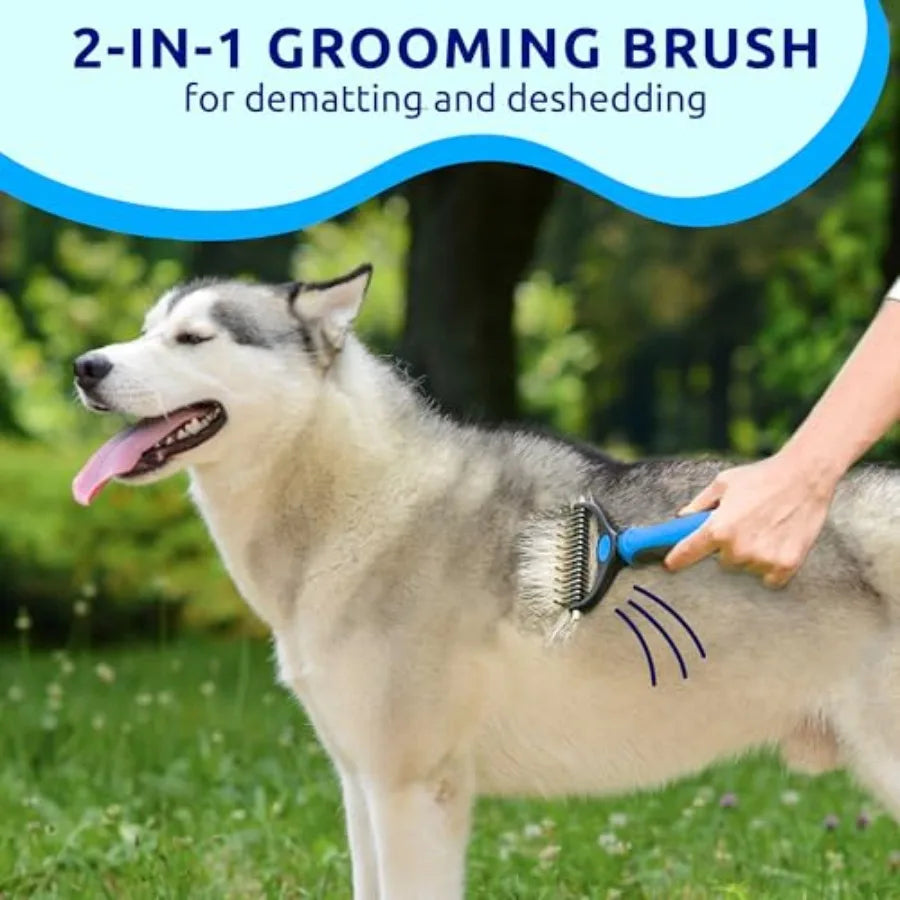 Deshedding Double-Sided Grooming Brush For Cats And Dogs