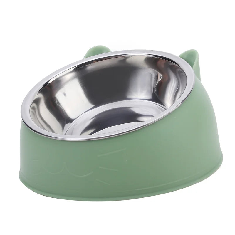 Inclined Cat And Dog Feeding Bowls Kitten Puppy Stainless Steel