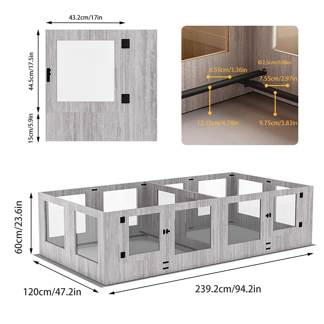 High-concerned Tempered Glass Pet Whelping Box With Pad
