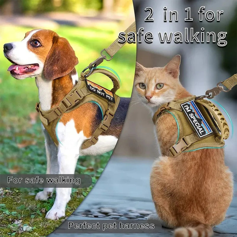 Decoration Ribbons Tactical Cat Dog Harness Leash Soft Mesh Vest