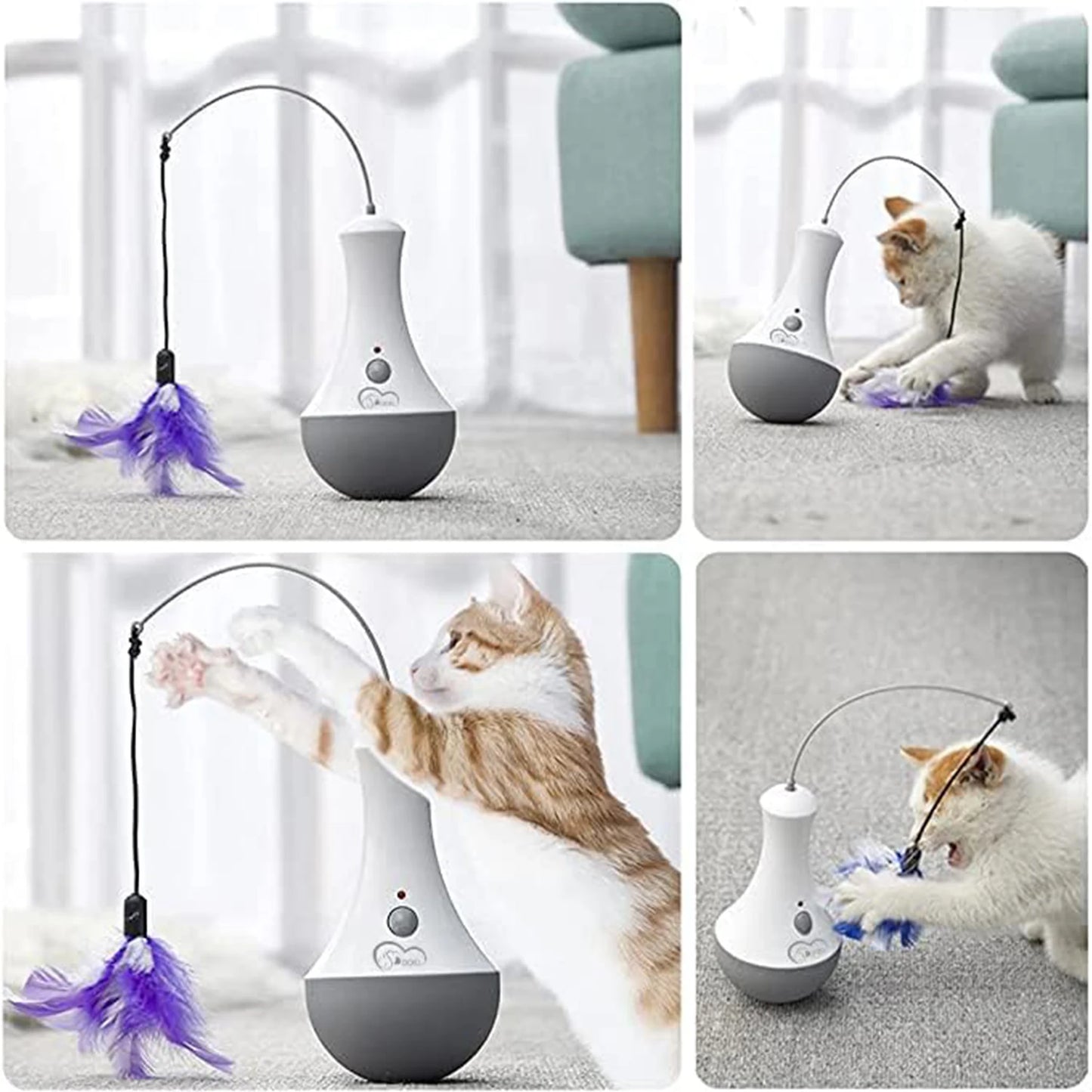 Cat Interactive Feather Teaser Toy For Indoor Play And Exercise
