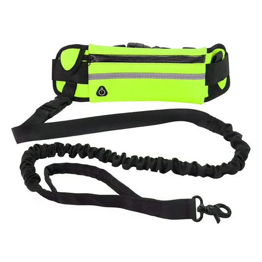 Booteely Hands Free Reflective Retractable Elastic Leash With Waist Bag
