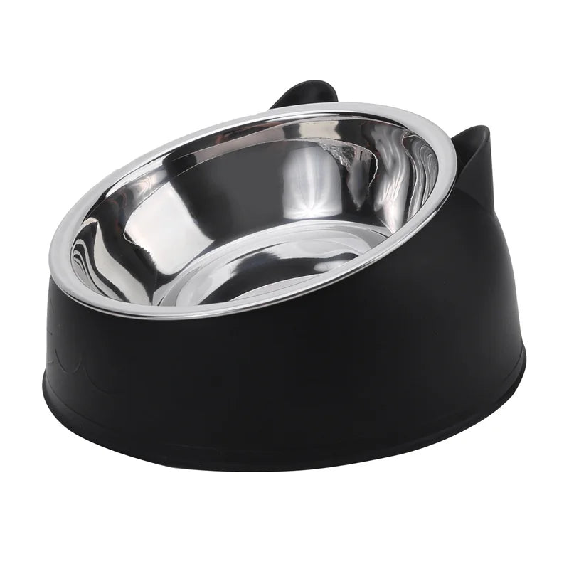 Inclined Cat And Dog Feeding Bowls Kitten Puppy Stainless Steel