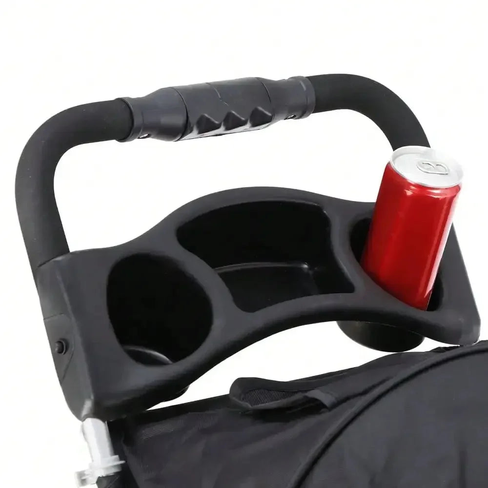 Three Wheel Dog Stroller Foldable Pet Carrier With Cup Holder