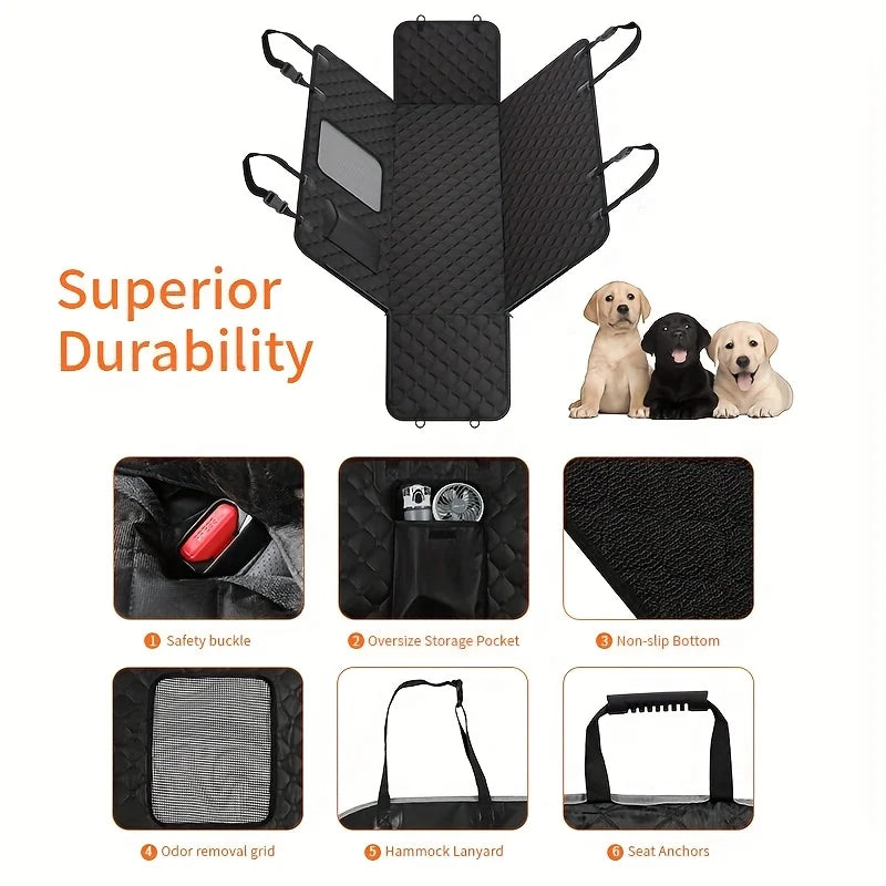 Mancro Dog Car Seat Cover With Storage Pockets Mesh Window