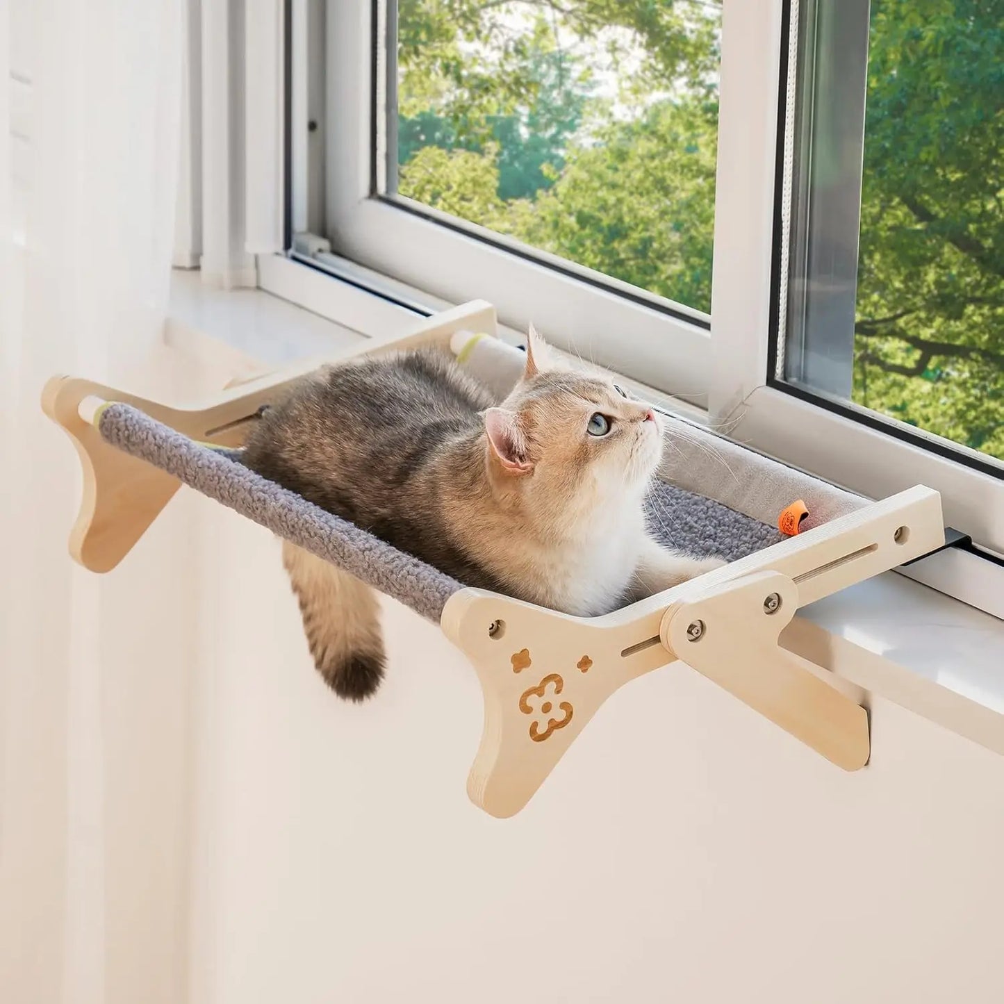 MEWOOFUN 2 In 1 Cat Windowpane Perch Bed Indoor Cats