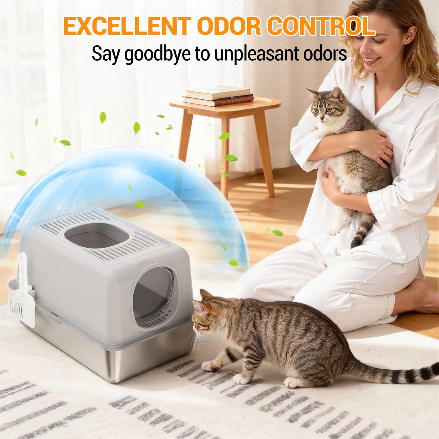 TWISTER.CK Stainless Steel Cat Litter Box Top Front Entry