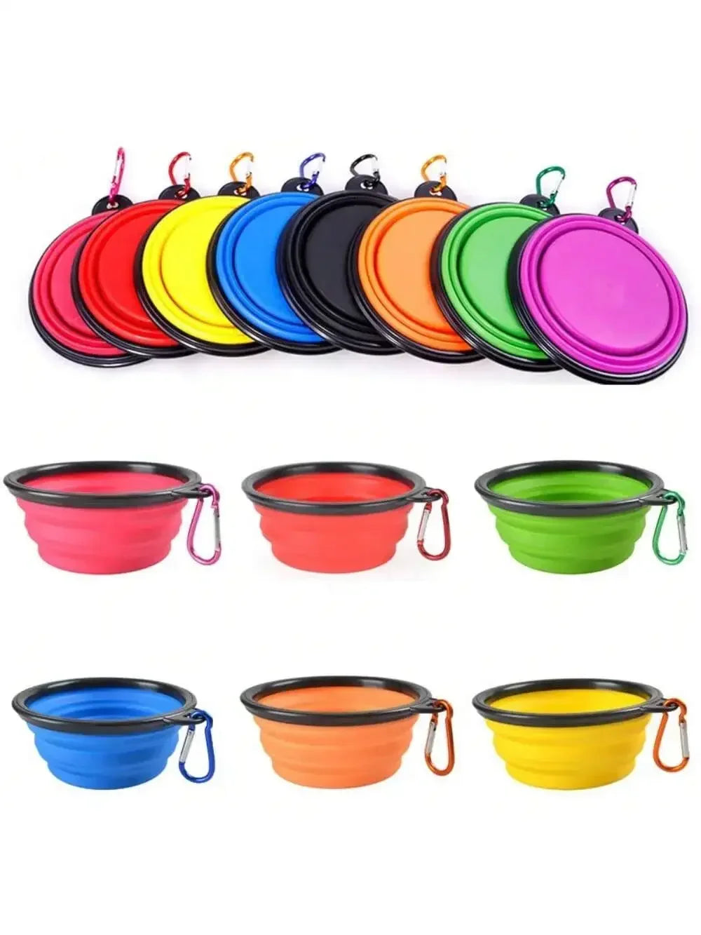 Portable Silicone Dog Feeder Bowl With Travel Carabiner