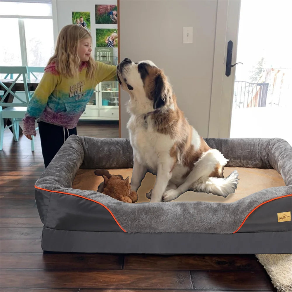 BORWARTC Orthopedic Memory Foam Dog Bed With Removable Cover