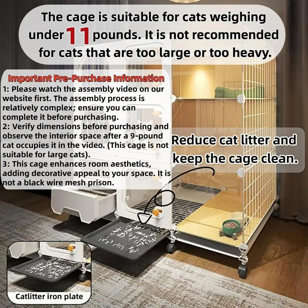 Indoor Cat Cage With Litter Box And Accessory Bundle