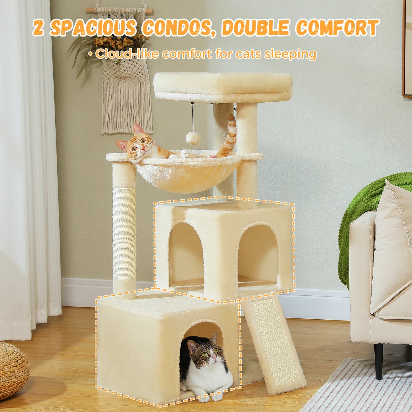 PEQULTICN Large Cat Tree For Indoor Cats Multi Level Tower